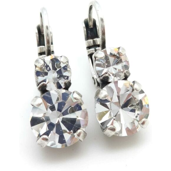 Mariana On a Clear Day Silver Earrings in Dbl Clear Round Leverback 001001 NWT - Picture 3 of 3